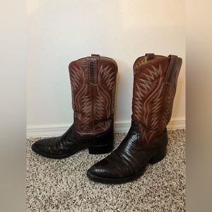 vintage Dan Post lizard skin leather western cowboy boots 7.5 D conti-contaor